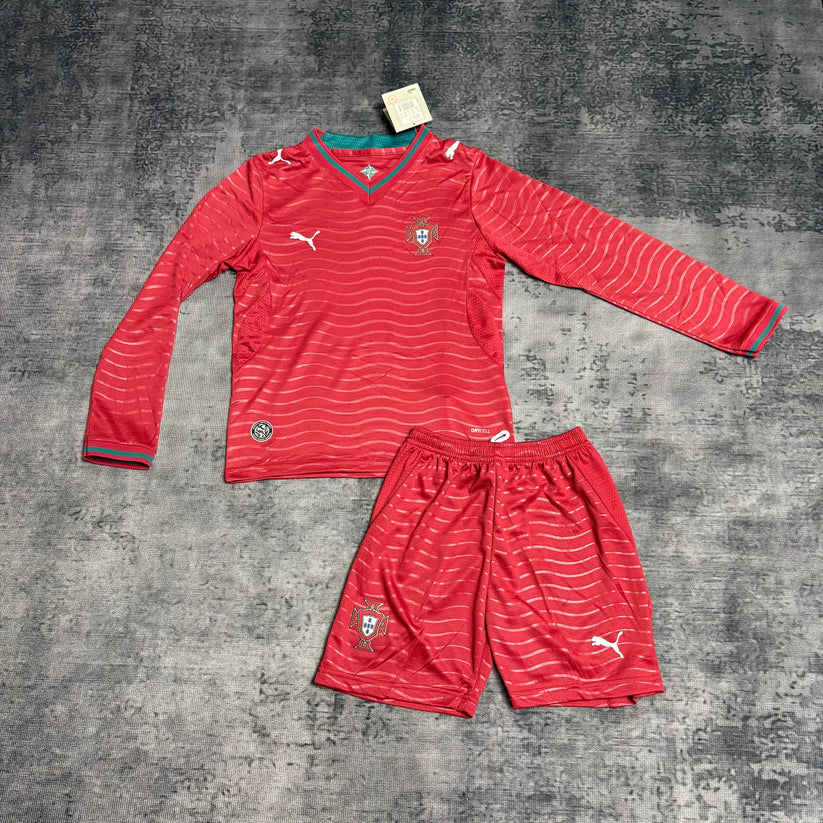 KIT DE CRIANÇA MANGA LONGA Seleção de Portugal principal - vermelha