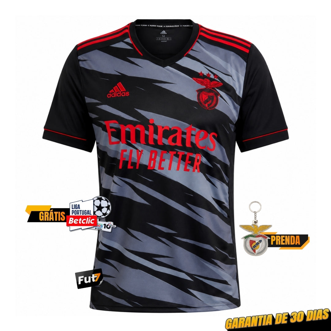 Camisola Benfica Retro Terceira Cinza e Preta 2021/22