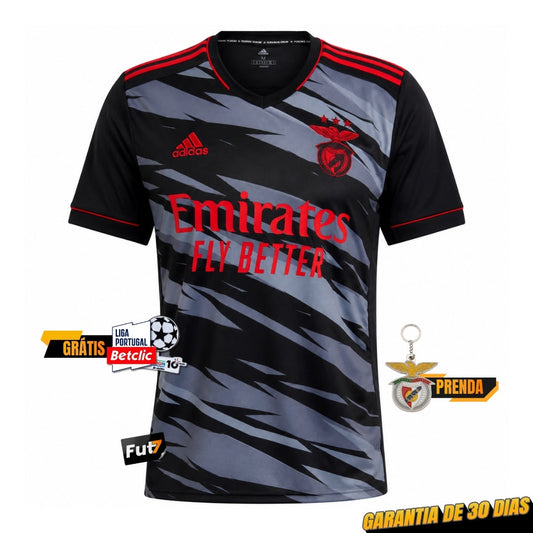 Camisola Benfica Retro Terceira Cinza e Preta 2021/22