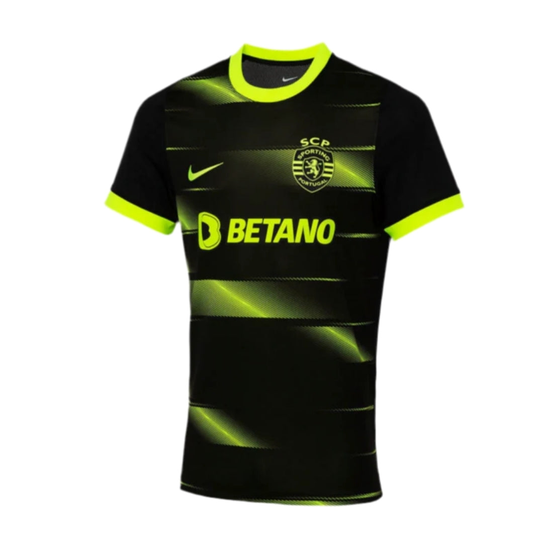 CAMISOLA ALTERNATIVA 2022/23 PRETA E VERDE RETRO