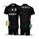 Conjunto Infantil Sporting Away Preta 2025/26 - LANÇAMENTO! 🔥💚