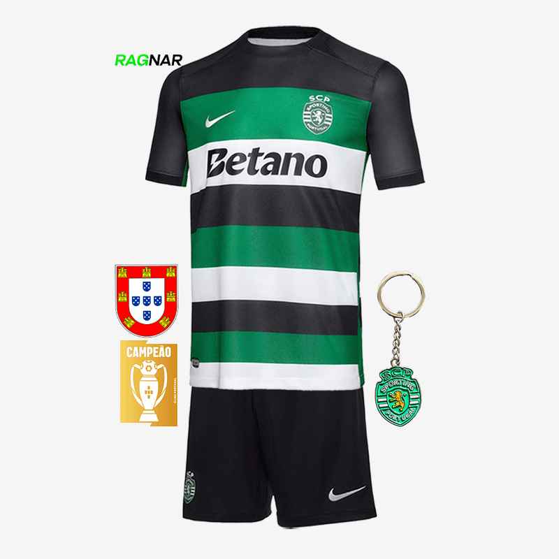 Conjunto Infantil Sporting Principal 2024/25 - ÚLTIMAS UNIDADES! 🔥💚