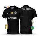 Camisola Sporting Away Preta 2025/26 - LANÇAMENTO! 🔥💚