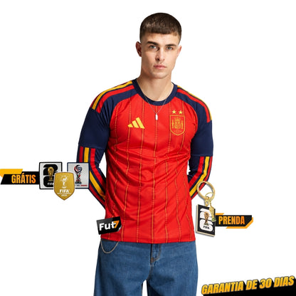 CAMISOLA ESPANHA PRINCIPAL MUNDIAL 2026 AUTHENTIC MANGA LARGA